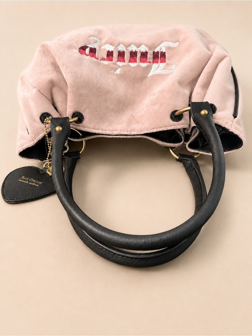 Juicy Couture Retro Vibe Pink Velour Satchel Bag - Picture 6 of 10